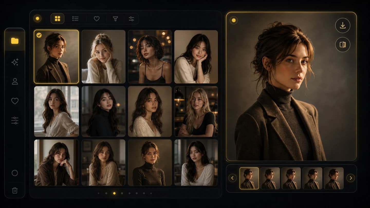 Generated AI girl portrait results collected for review