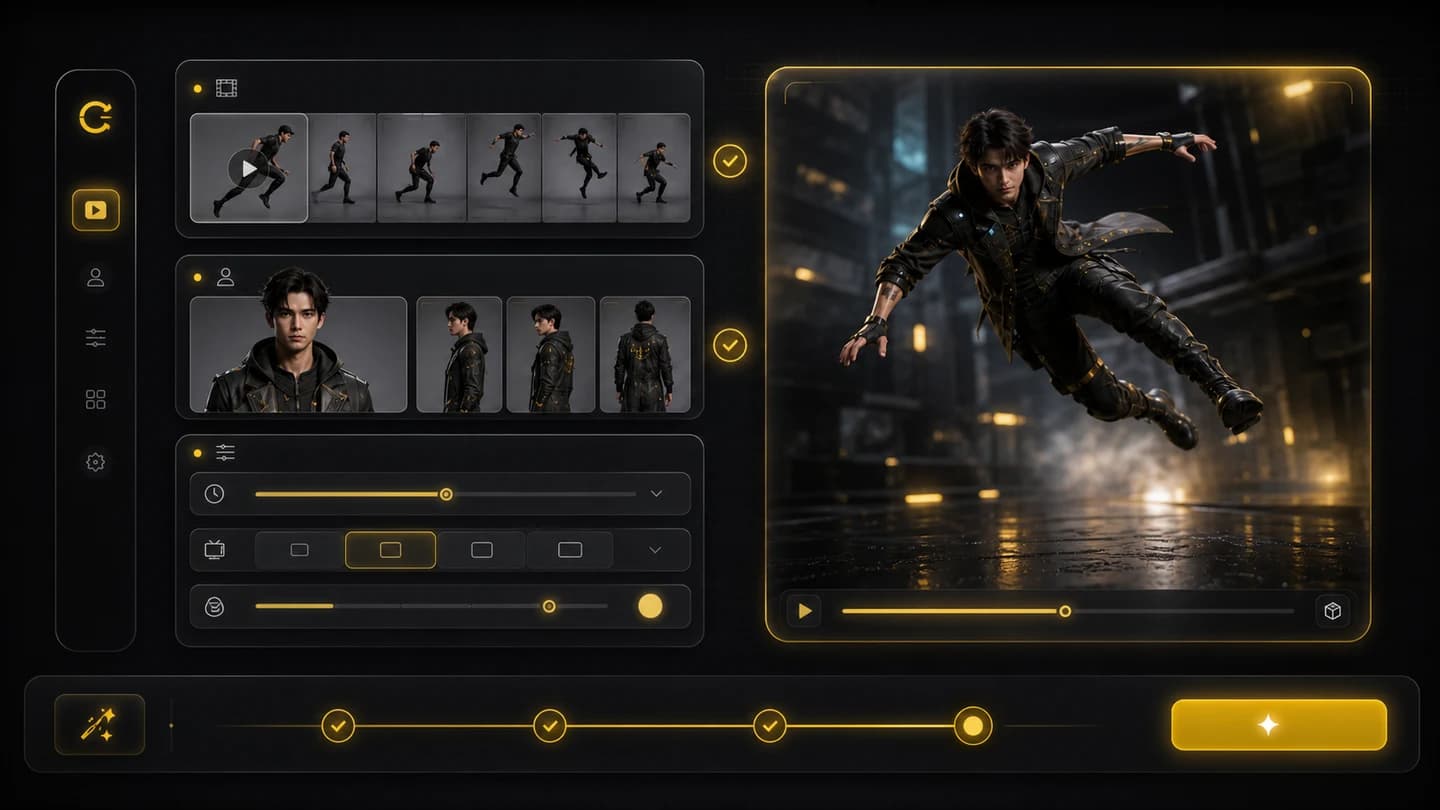 Motion control app inputs and output settings shown before generation