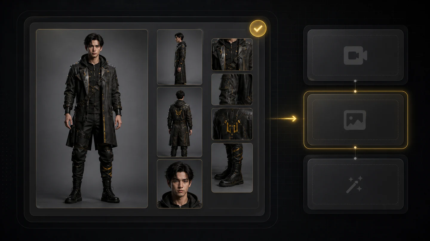 Character reference image upload step for AI motion transfer