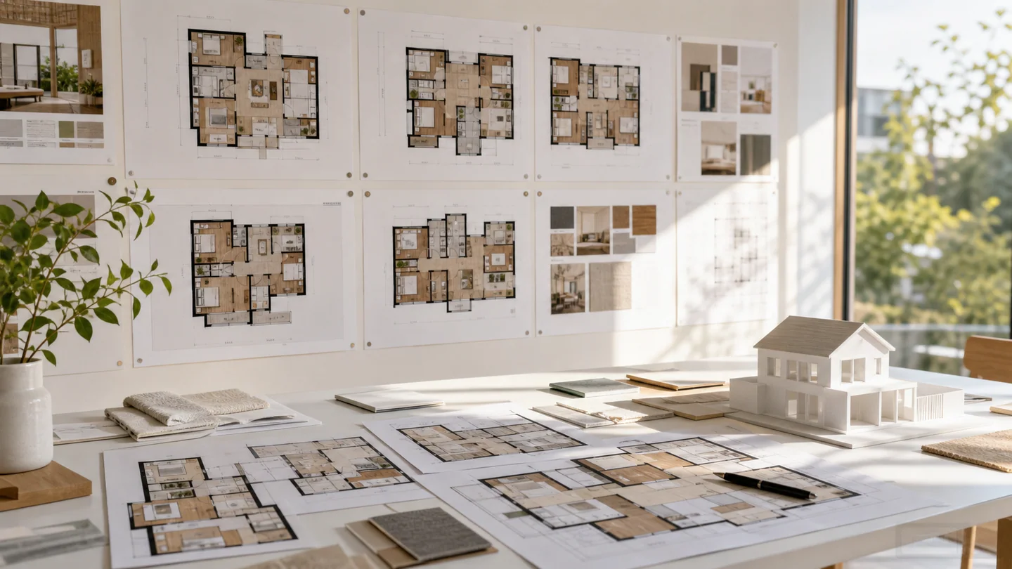 Multiple AI floor plan layout options for different property types