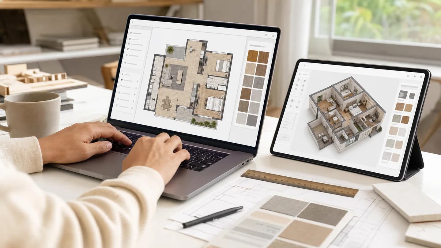 Prompt controls guiding an AI floor plan generator