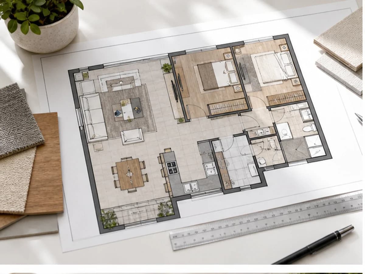 Floor Plan Generator showcase example: Compact apartment layout
