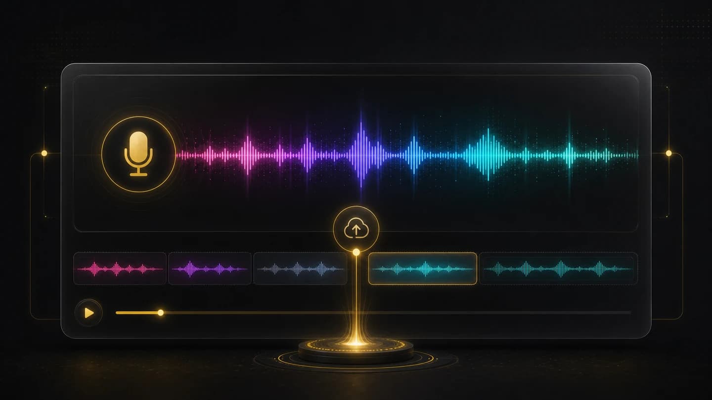 Voice audio upload step with waveform for AI lip sync