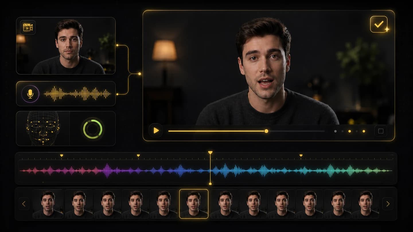 Generated AI lip sync video review with synced speech motion