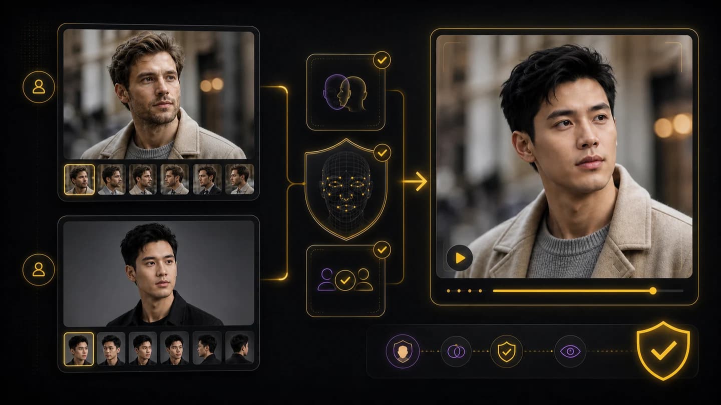 Generated AI face swap result being reviewed before download
