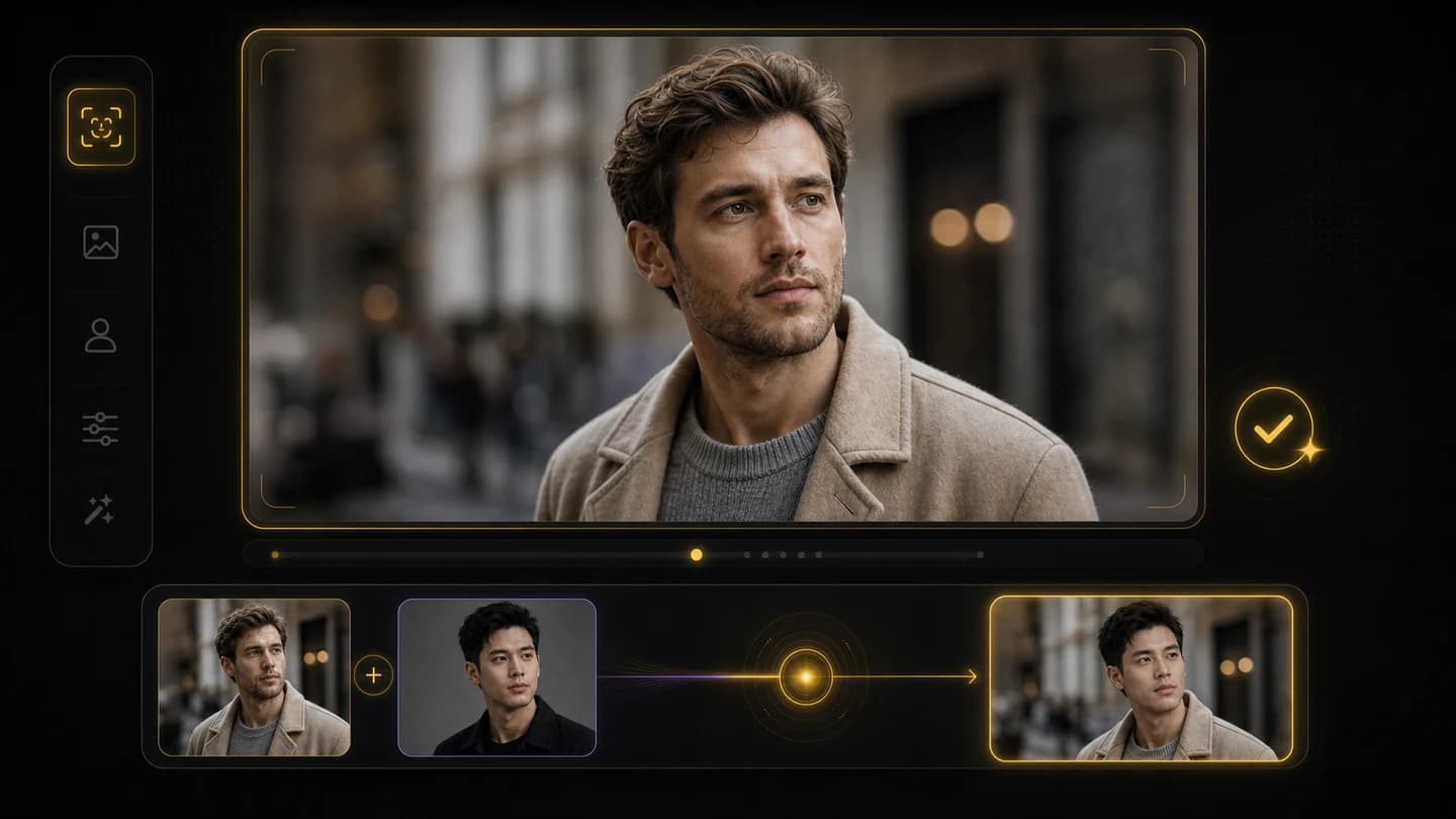 Generated AI photo face swap preview