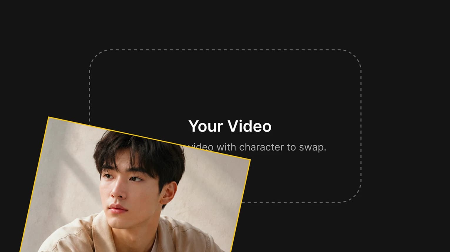 Source video upload step for an AI character swap workflow